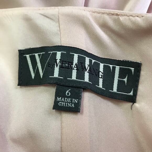 WHITE by Vera Wang V-Neck Halter Gown 6 Sleeveless Wedding Slit Sash Blush NWT - Picture 4 of 7